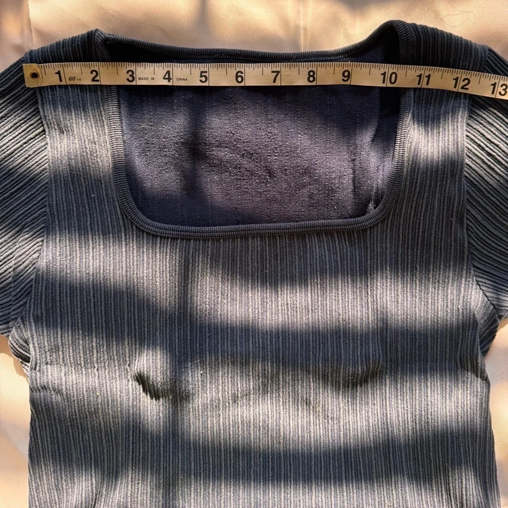 Navy Blue Ribbed Women's Top
